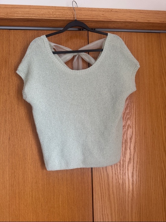 Blu Pepper Tops - Boutique Blu Pepper Light Sage Green Short Sleeve Knit Top with Back Tie